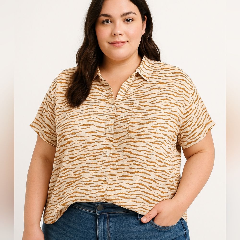 New‎ Ava & Viv Lightweight Animal Print Zebra Top Cool Size 1X
